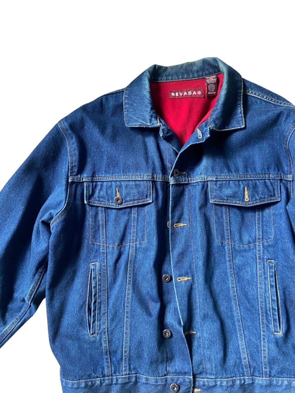 Nevada Vintage Denim Trucker Jacket with Red Lining